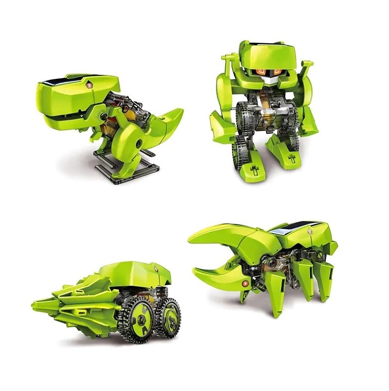 4 in 1 DIY Solar Powered Driven Dinosaur Robot Toys for Kids