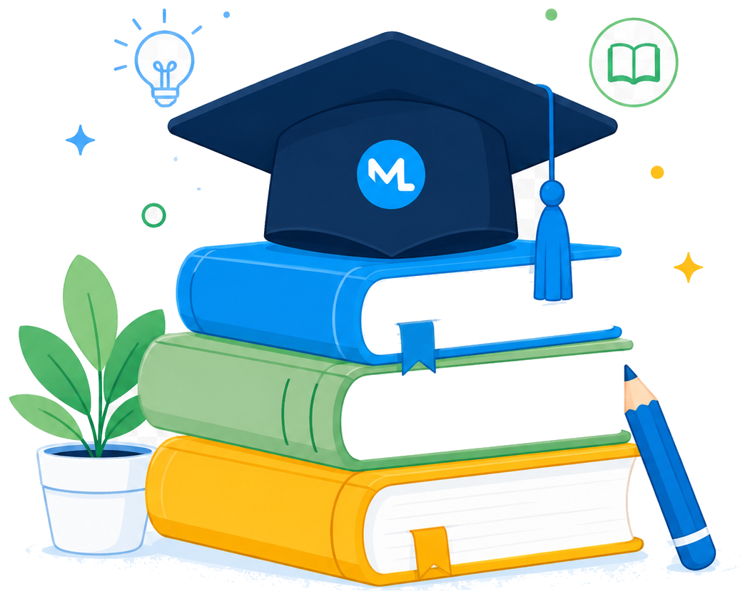 Learning books and graduation cap